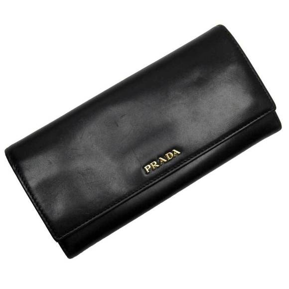 Prada Black Long Wallet Leather Fold - Picture 1 of 3